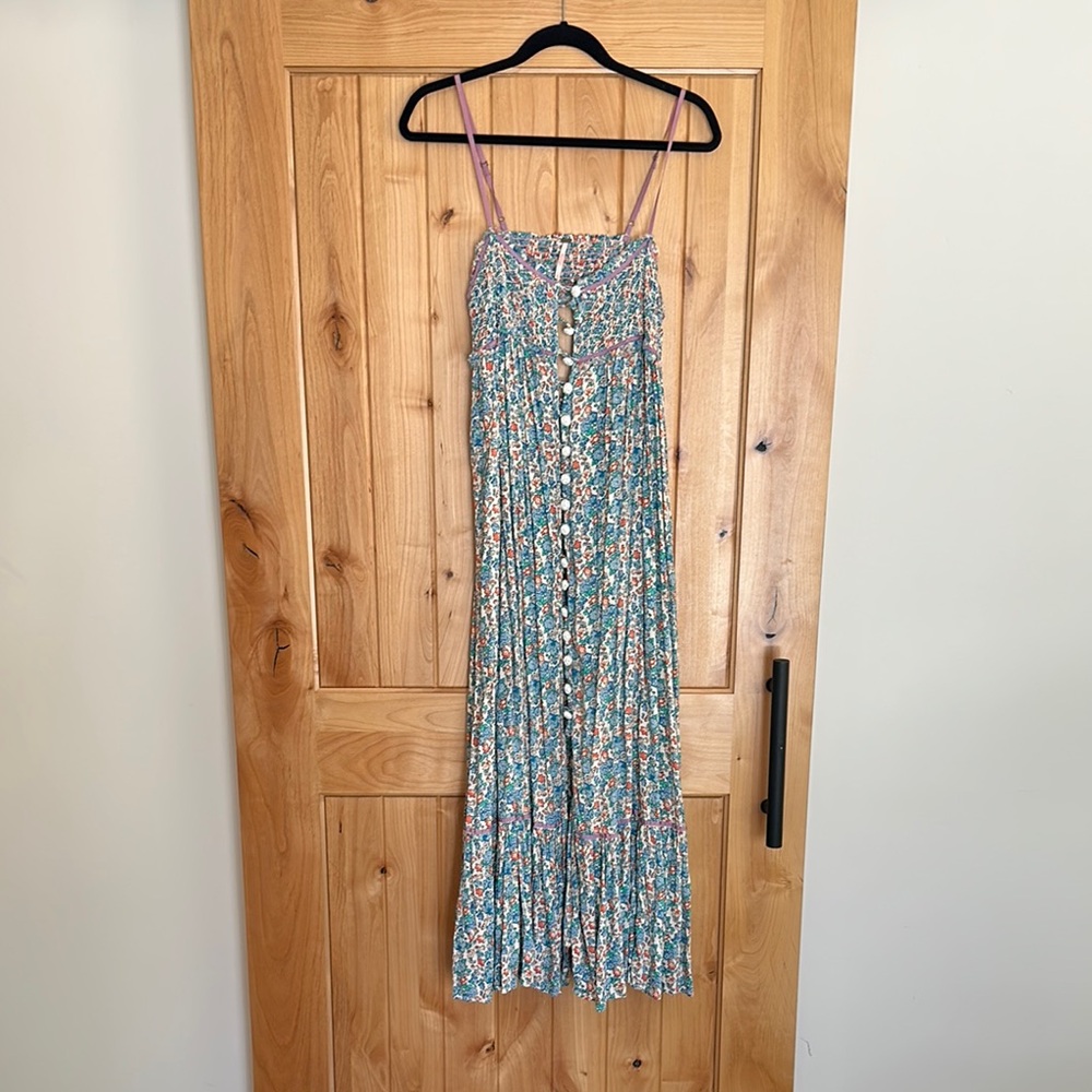 Free People Floral Maxi Dress with Spaghetti Straps